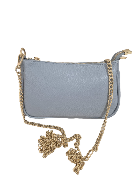 Pochette in pelle con catena in pelle made in italy 👜