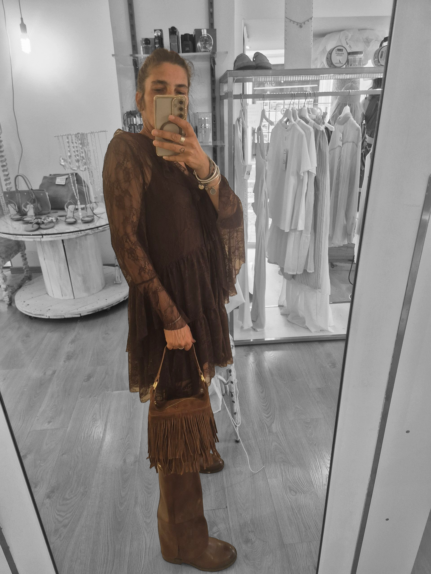 Abito in pizzo cioccolato
